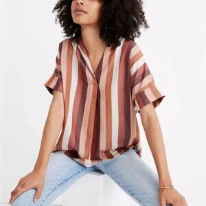 Madewell Courier Button-Back Shirt in Munson Stripe Size Medium